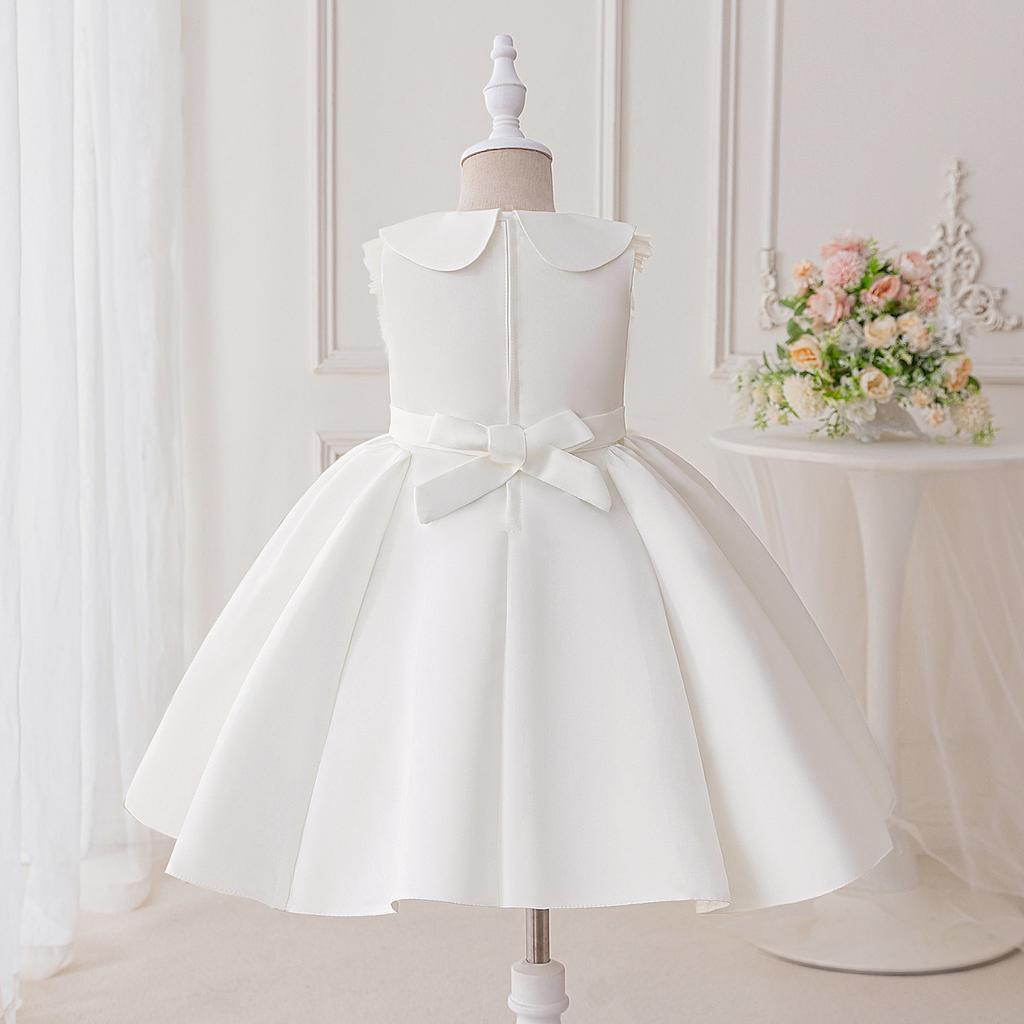 Flower Girl Princess Dress For Weddings Summer Kid Formal Bow Long Gown For School Evening Party Children New Year Cloth L6021