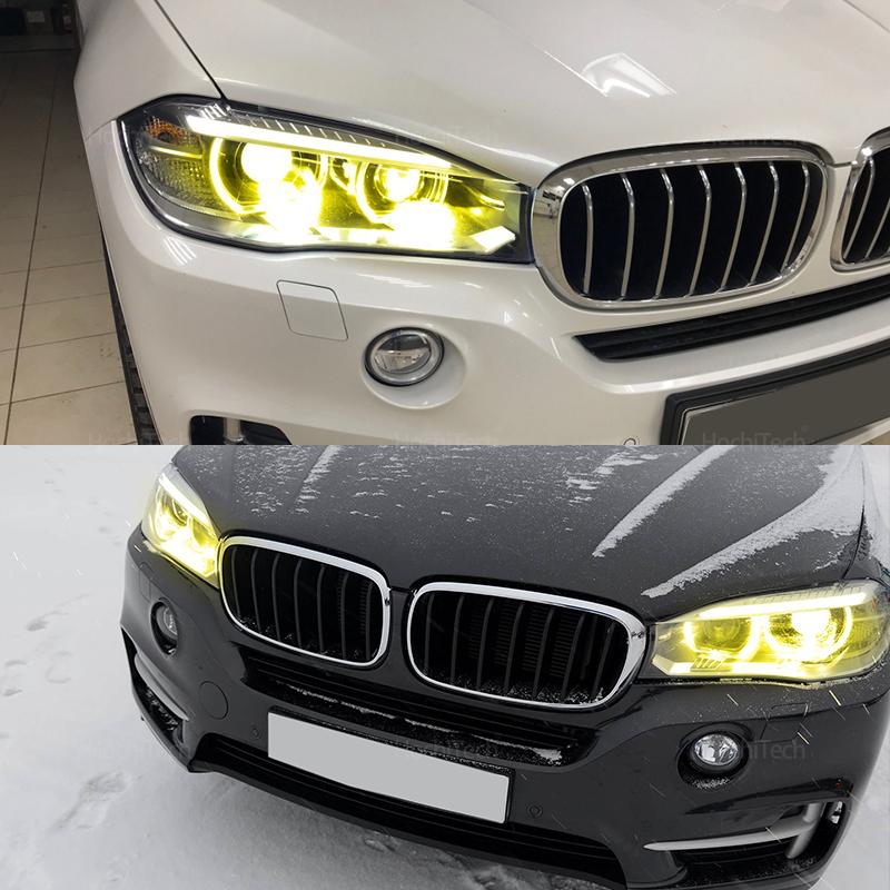 Yellow DRL Angel Eye LED Board Daytime Runnning Light for BMWX5 F15 X5M F85 2014 2015 2016 2017 2018 Headlight 63117263051