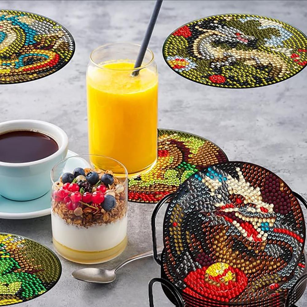 8 шт./набор деревянных подставок в форме дракона с алмазной росписью и кронштейнами — фото 5