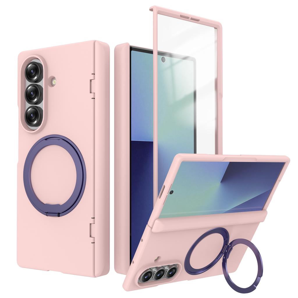 360° Rotating Magnetic Bracket Holder Hinge Magsafe Case for Samsung Galaxy Z Fold 7 6 Tempered Screen Glass Film Protect Wireless Charging Hard Cover