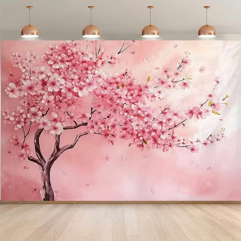 2D Printed Pink Cherry Blossom Tree Tapestry for Home Decor 47.2x31.5inch/120*80cm