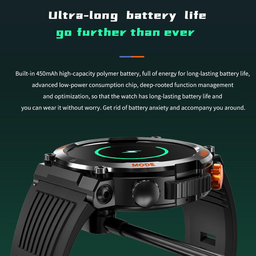 HT17 Smart Watch 1.46" HD Screen Waterproof Activity Tracker Bracelet with LED Flashlight Heart Rate Sleep Monitor