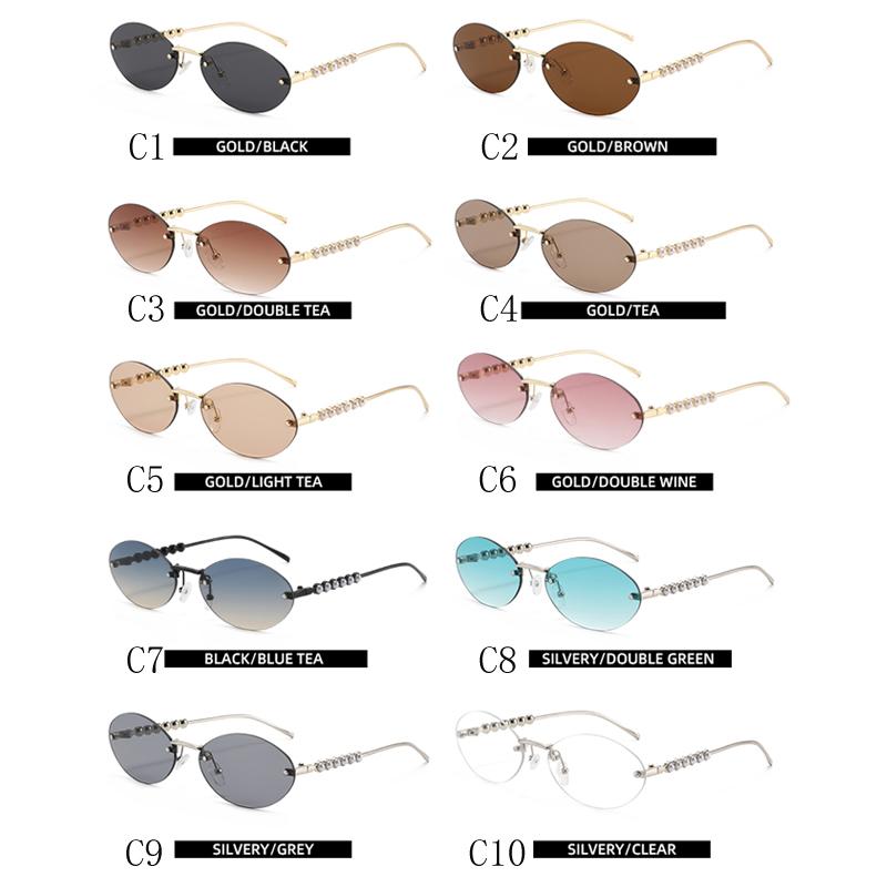 Fashion Rimless Oval Metal Sunglasses Women Men Retro Gradient Minimalist Brand Sun Glasses Beach Travel Lady Man Eyewear UV400