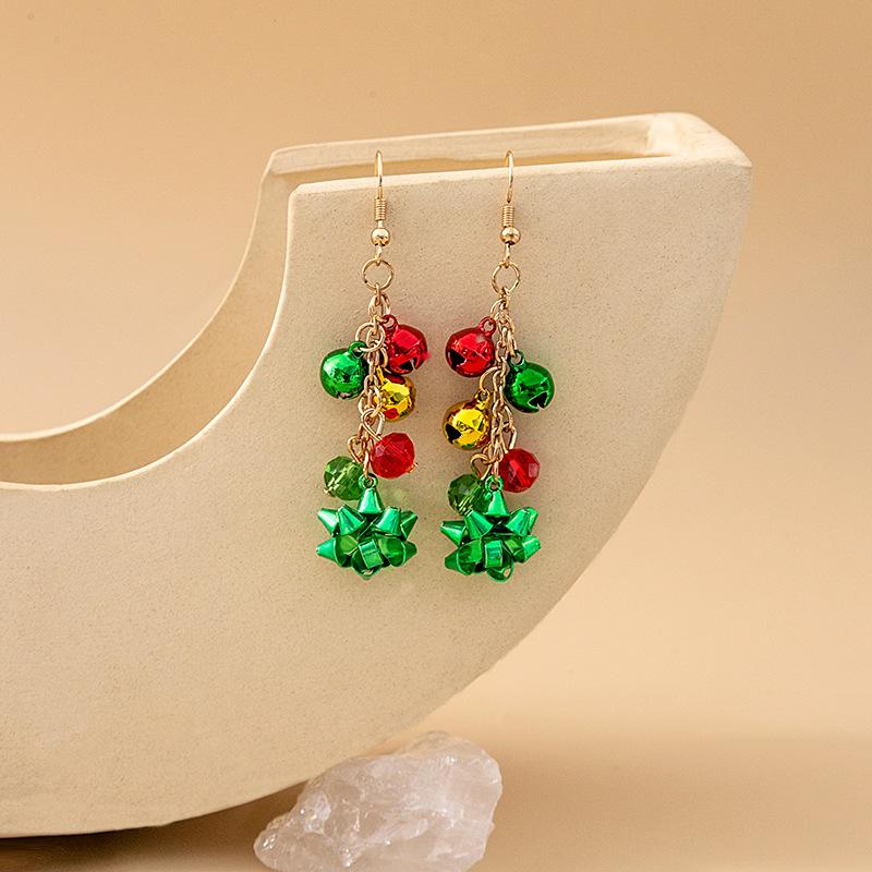 Christmas Tree Drop Earrings With Colorful Beads Stars Santa Snowman Delicate Holiday Jewelry Gift For Women