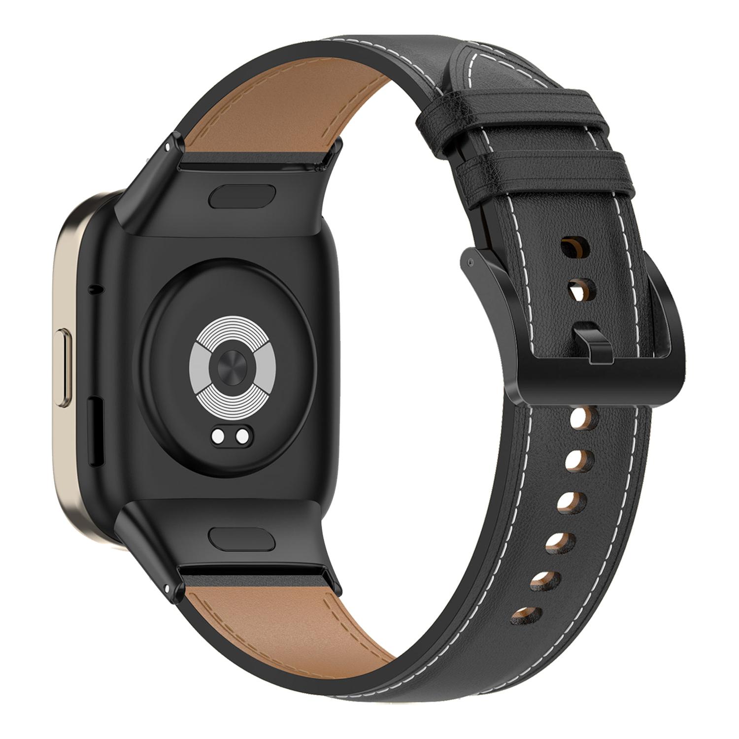 

For Xiaomi Redmi Watch 3 Watch Band Genuine Cow Leather Adjustable Wrist Strap Black