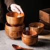 Japanese Retro Jujube Wooden Bowl Handmade Wooden Rice Bowl Children's Solid Wood Bowl Large Noodle Soup Bowl Household Tableware