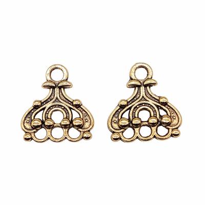 20 peças Conector de brinco Jóias Componentes Acessórios Cor ouro antigo Liga de zinco 14X13mm