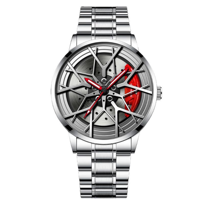 BORUSE Fashion Waterproof Men's Watch Luminous Wheel Hub Watch Business Sports Leisure Watch Quartz Steel Watch