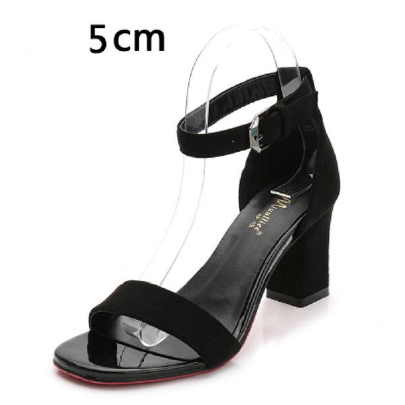 Fashion Women 2025 Summer Fashion Sandals Medium High Heel Block Heel Sandals Outdoor Fashion Sandals Women Heels Black Red Sandalias