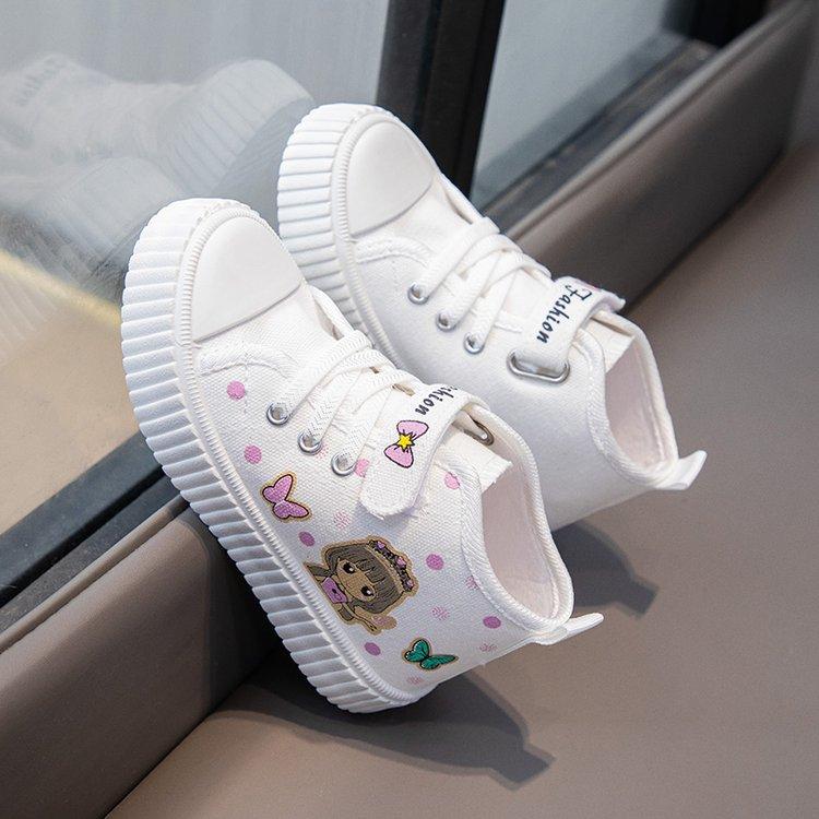 Wow, custom cartoon children's shoes are breathable and comfortable, high-top children's canvas shoes, baby soft-soled Velcro cloth shoes.
