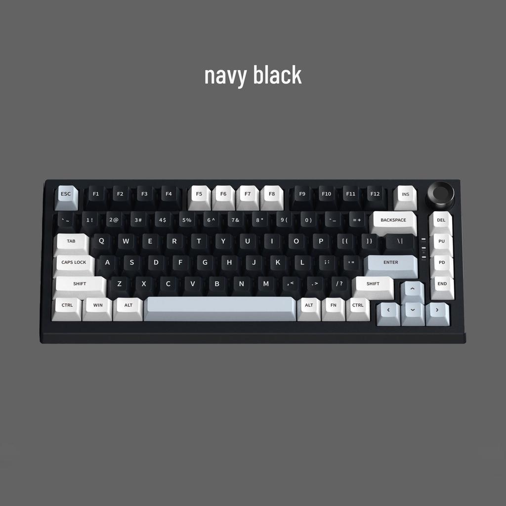 In Stock Three-Mode Wireless Mechanical Keyboard with Wired/Bluetooth Options, Color Blocking, Knob, Hot-swappable Keys, and Side Engravings