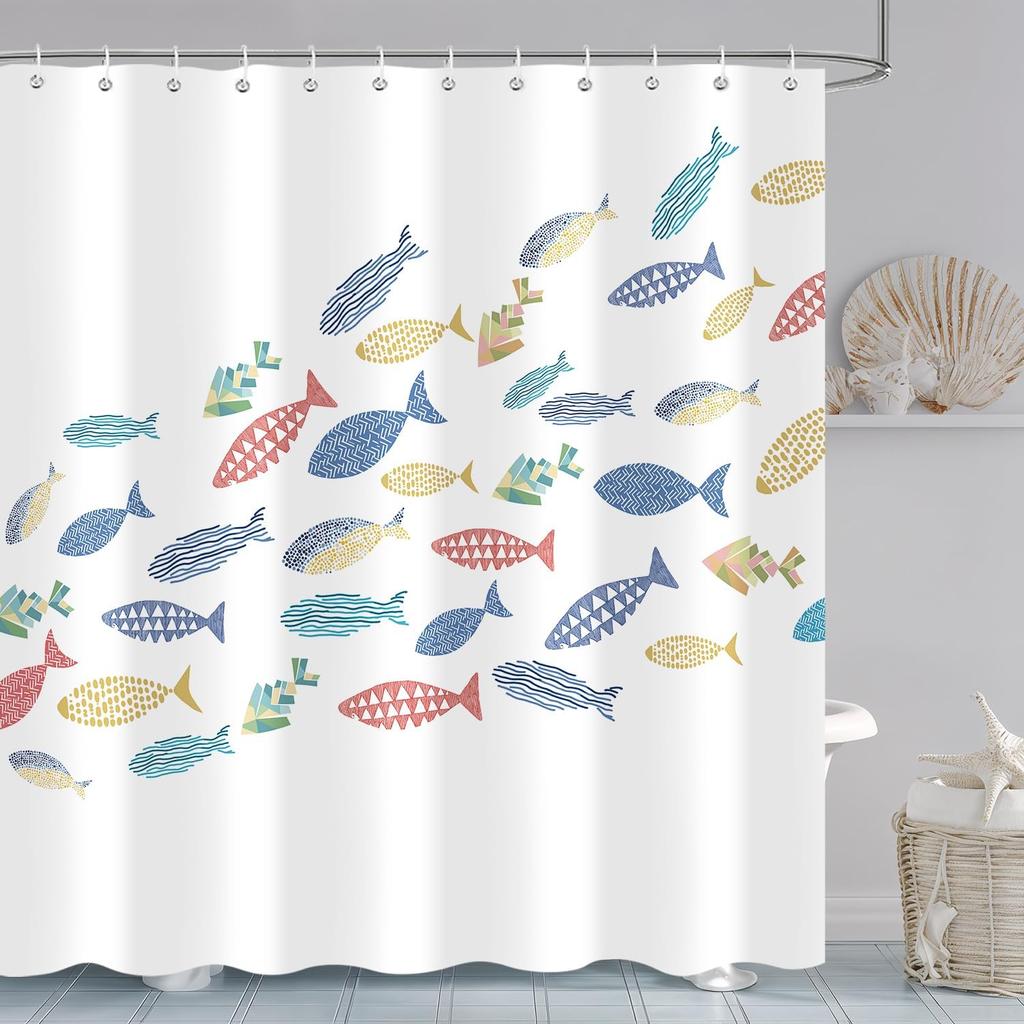 Funny Cute Bird Shower Curtain, Rustic Aesthetic Hummingbird Green Leaves Tree Floral Bathroom Curtain Nature Farmhouse Kids