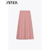 Zaprha 2025 New Arrival French Vichy Plaid Midi Skirt Skirt Long Draping Effect A- Line Umbrella Skirt 3152417