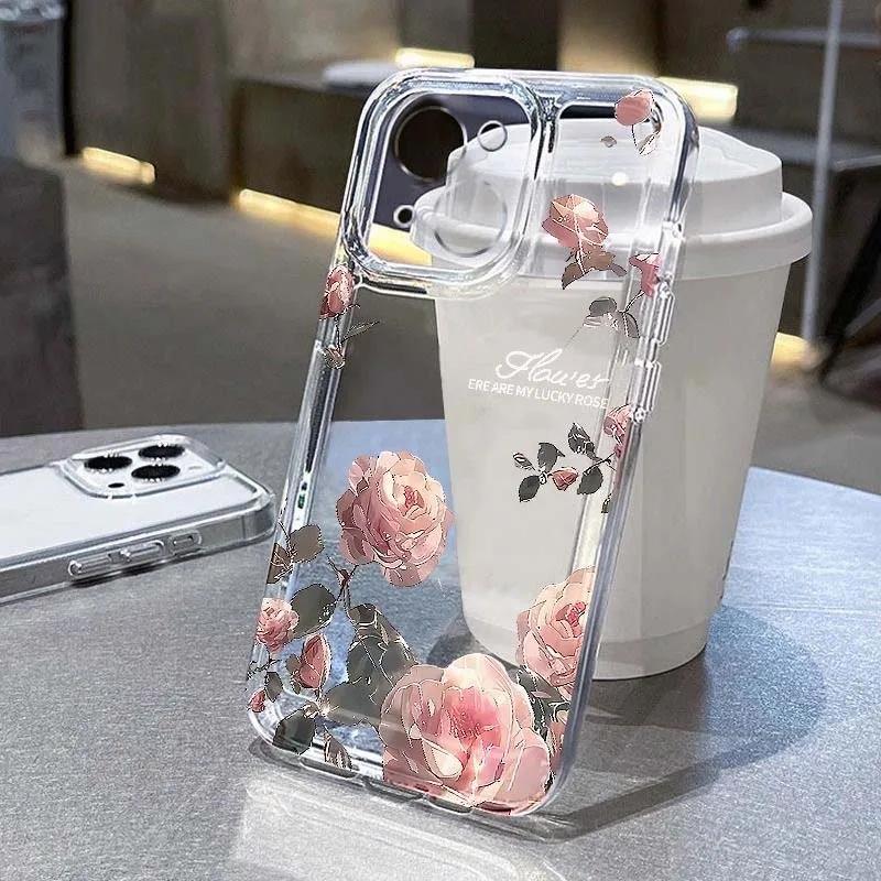 Flower Transparent Phone Case For Motorola Moto Edge 40 Pro G53 G30 G32 G73 G72 G71 G22 G52 G60 G60S G9 Play Plus Floral Cover