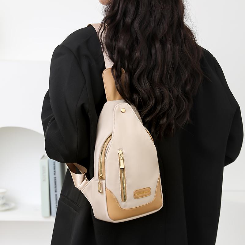 Patchwork Crossbody Bag Women's Chest Bag Nylon Shoulder Bag