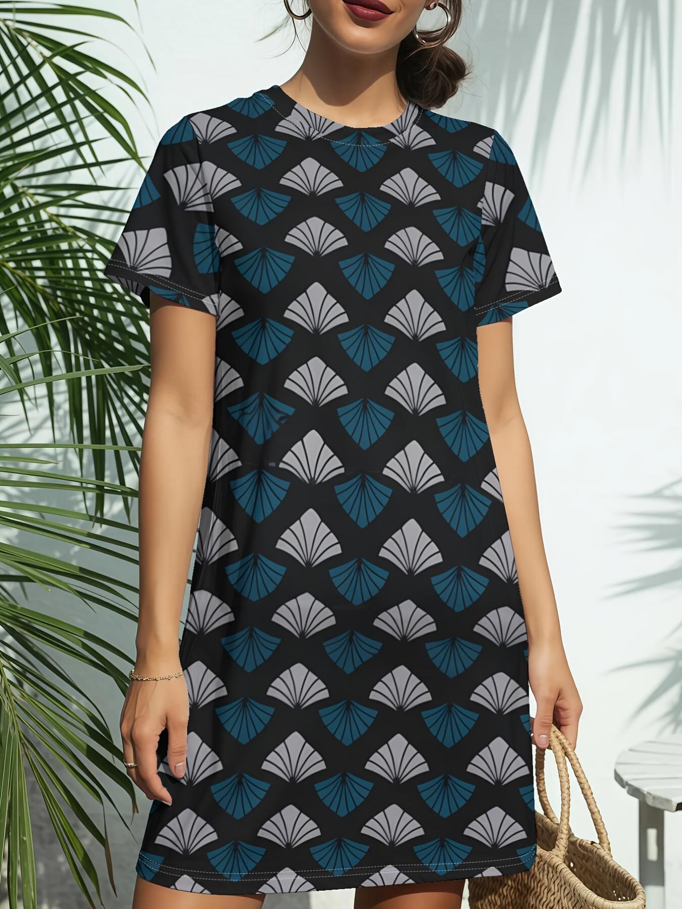 

Art Deco Dark New Arrival Women S Round Neck Short-Sleeve T-Shirt Dress. American Trendy Digital Print. Casual Versatile Style for Spring And Summer. 5XL дубильна кора