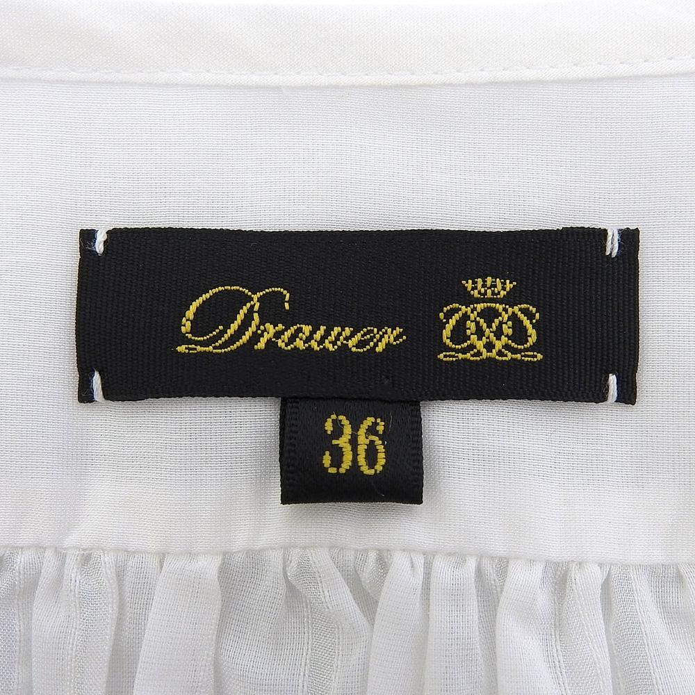 DRAWER Beautiful Cotton Silk Striped Blouse Top for Women, White, Size 36 Tops 36 whiteUsed