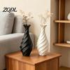 Modern Decorative Piece for Office 3D Printed Spiral Vase, Minimalist Flower Container Living Ceramic Vases Room Bedroom Tabletop Ornament,