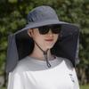 Men's and Women's Summer Big Brim Sun Hat Outdoor UV Protection Neck Sun Hat Seaside Face Hat