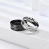 Fashion Men’s CopperColor Black Stainless Steel Ring Groove Multi-Faceted Rings for Men Women Engagement Ring Anniversary Gifts