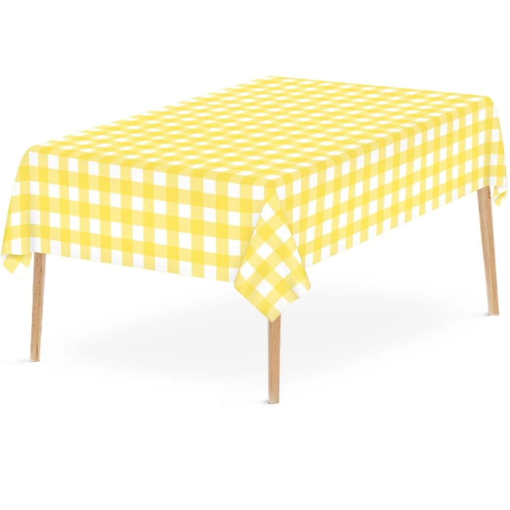 15Pcs Thickened Camping Checkered Plastic Tablecloths Disposable Tablecloth Rectangular Waterproof Oilproof Portable Tablecloths