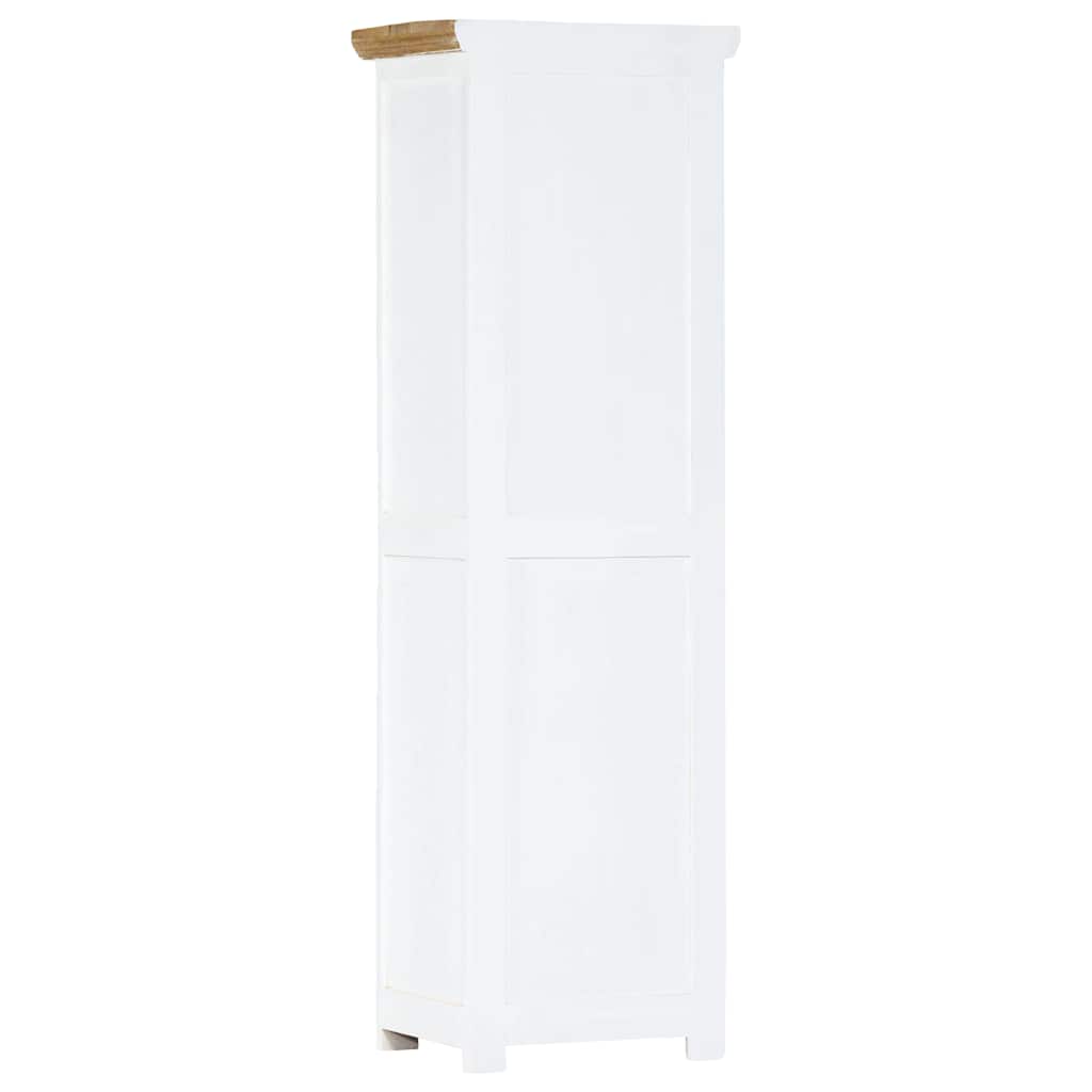 Highboard White and Brown 40x30x128 Cm Solid Mango Wood
