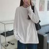 Long-Sleeve Pure Cotton White Casual Fashion Round Neck Shirt for Spring, Autumn, and Winter