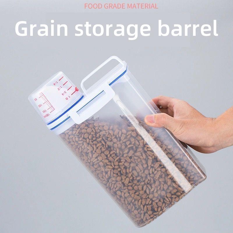 

Резервуар для хранения корма для кошек, контейнер для корма для собак, ящик для ведра для зерна, герметичный и влагостойкий контейнер для зерна