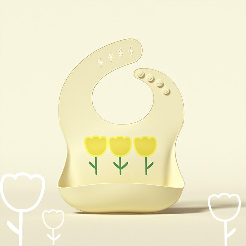 Baby Bib Waterproof Soft Silicone Scarf Cartoon Bear Cute Print Adjustable Bibs Burp Cloths Baby Feeding Aprons Kids Eating