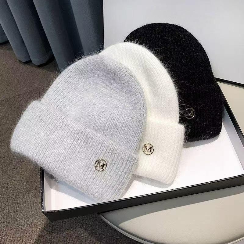 Etichetta Decor Basic Beanie Trendy Tinta Unita Cappelli in Maglia Elastica Berretto Caldo con Risvolto per Donna Uso Quotidiano Autunno e Inverno