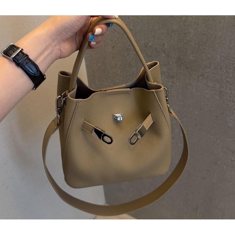 Echte Leder Damen Tasche Oberste Schicht Rindsleder Große Kapazität Eimer Modisch Vielseitig Handtasche Einzel Schulter