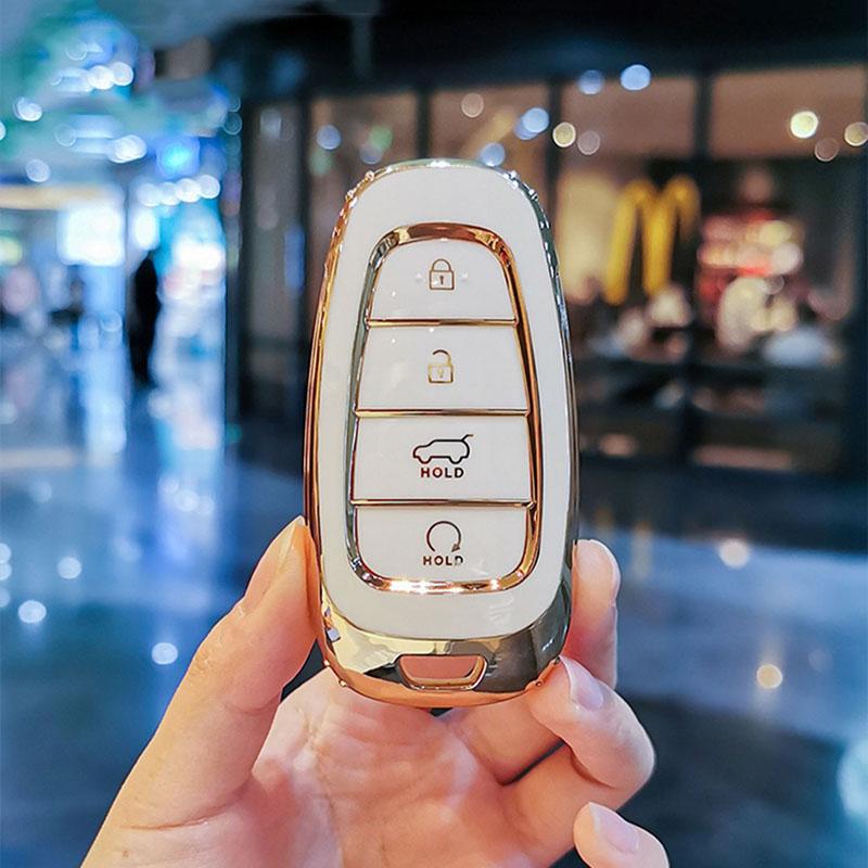 New TPU Car Remote Key Case Cover For 2022 2021 2020 Hyundai Sonata Nexo Santa Fe Tucson 4 Buttons Keyless Shell Fob Accessories