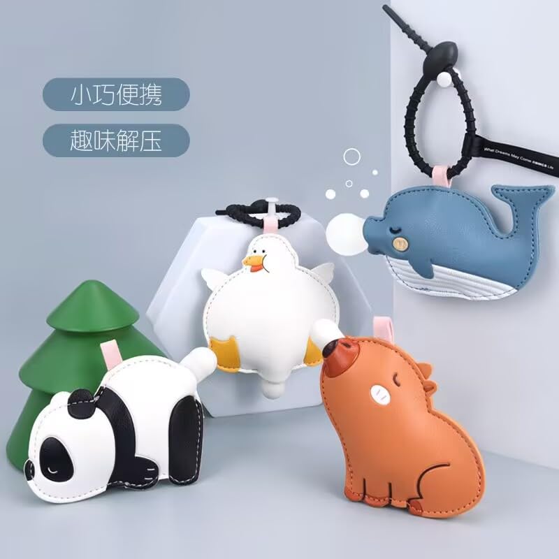 [LeChengMM] Keychain Super Funny Decompression Idea Bubble Blowing Cartoon Keychain, Whale Head