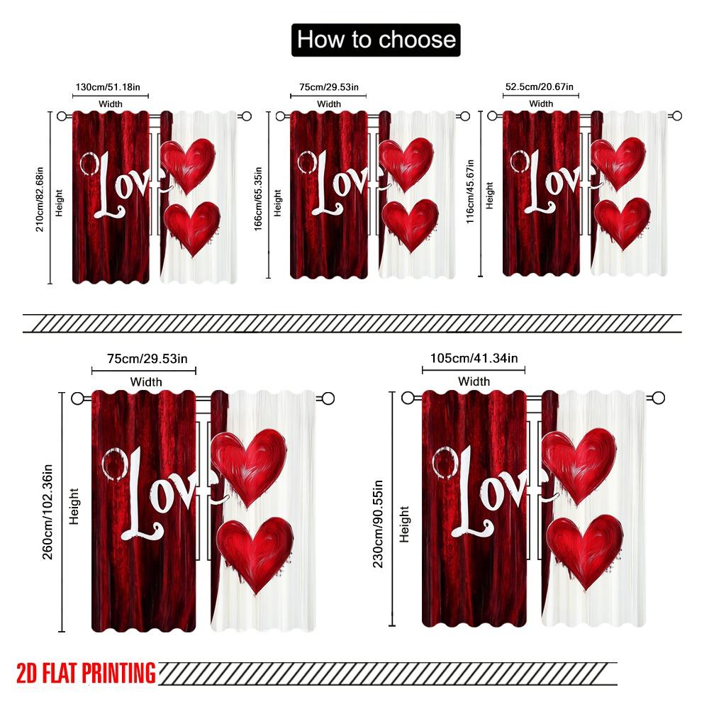 2pc  2D plane printing Curtain Fabric Love Harmony Versatile Fabric (without rod) Versatile All Perfect for Bedroom   Kitchen