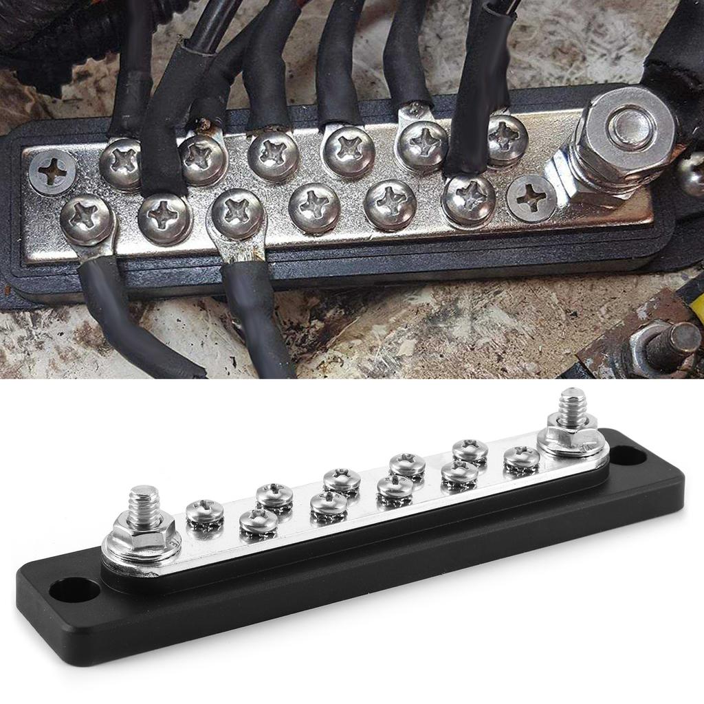 150A Bus Bar 10 Point Electric Terminal Board Block Dual Row for RVs Motorcycles Marine