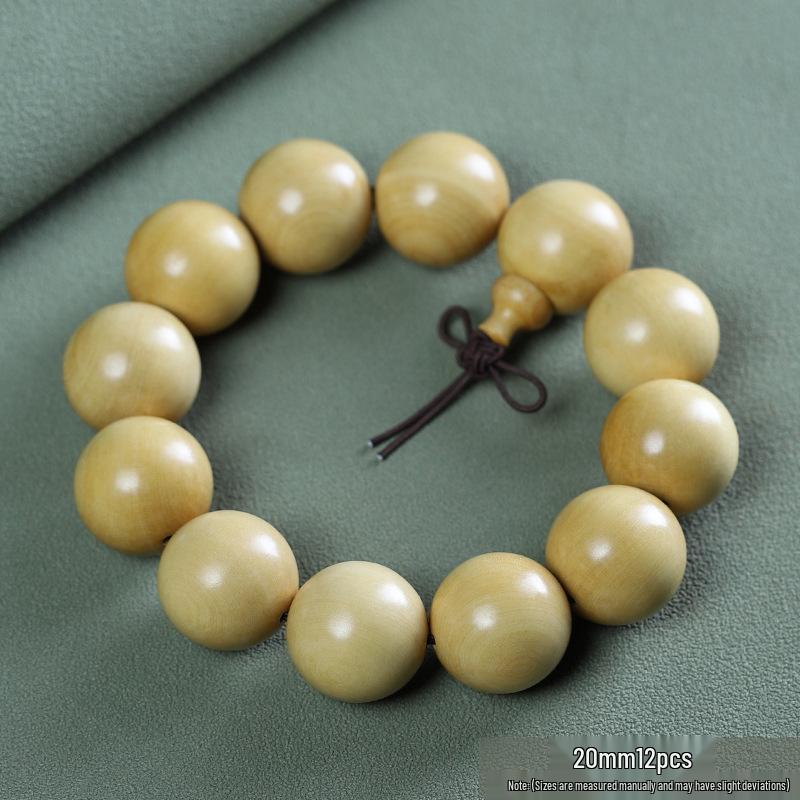 Small Leaf Boxwood Rosary: 108 Solid Wood Buddhist Beads Unisex Bracelet - High Density Sinking Wood