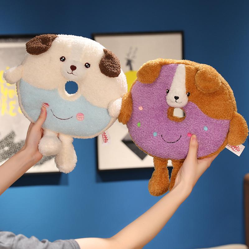 Cartoon Cute Donut Puppy Pillow Doll Plush Toy Doll Living Room Sofa Pillow Ornament Gift