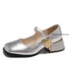 Fashion 2025 Spring Autumn Female Pumps Korean Fashion Square Heel Thick Heel One Pedal Casual Flats Shoes Women MARY JANES