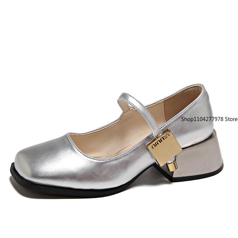 Fashion 2025 Spring Autumn Female Pumps Korean Fashion Square Heel Thick Heel One Pedal Casual Flats Shoes Women MARY JANES