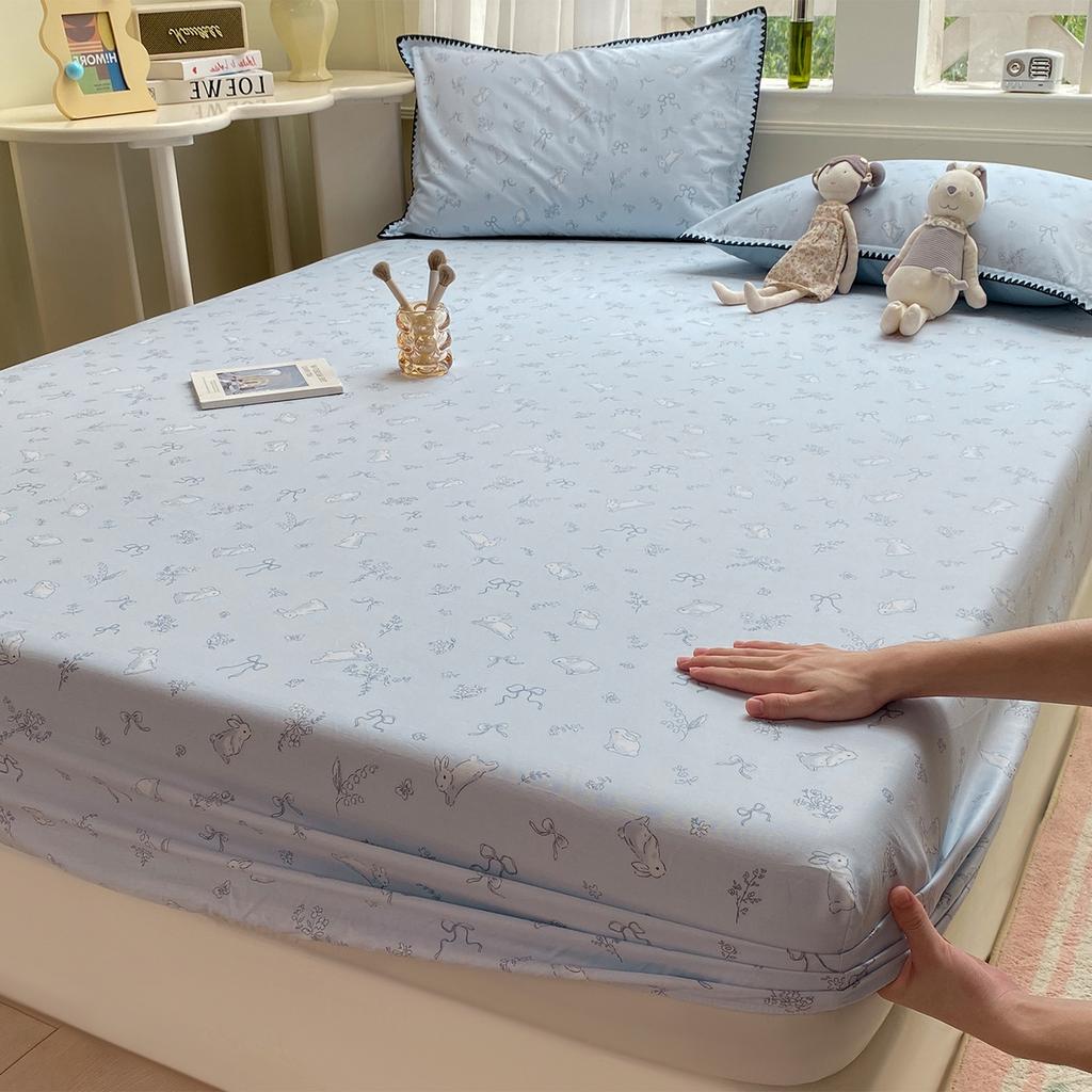 Baumwoll-Spannbettlaken mit Gummibändern Rutschfest Verstellbarer Matratzenschoner Pflanzen Blumen Gedruckt für Doppel- King- Queen-Bett