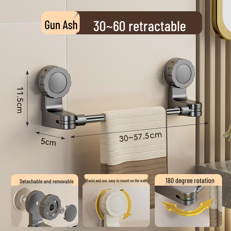 Punch-Free Rotating Towel Rack & Slippers Storage Bar