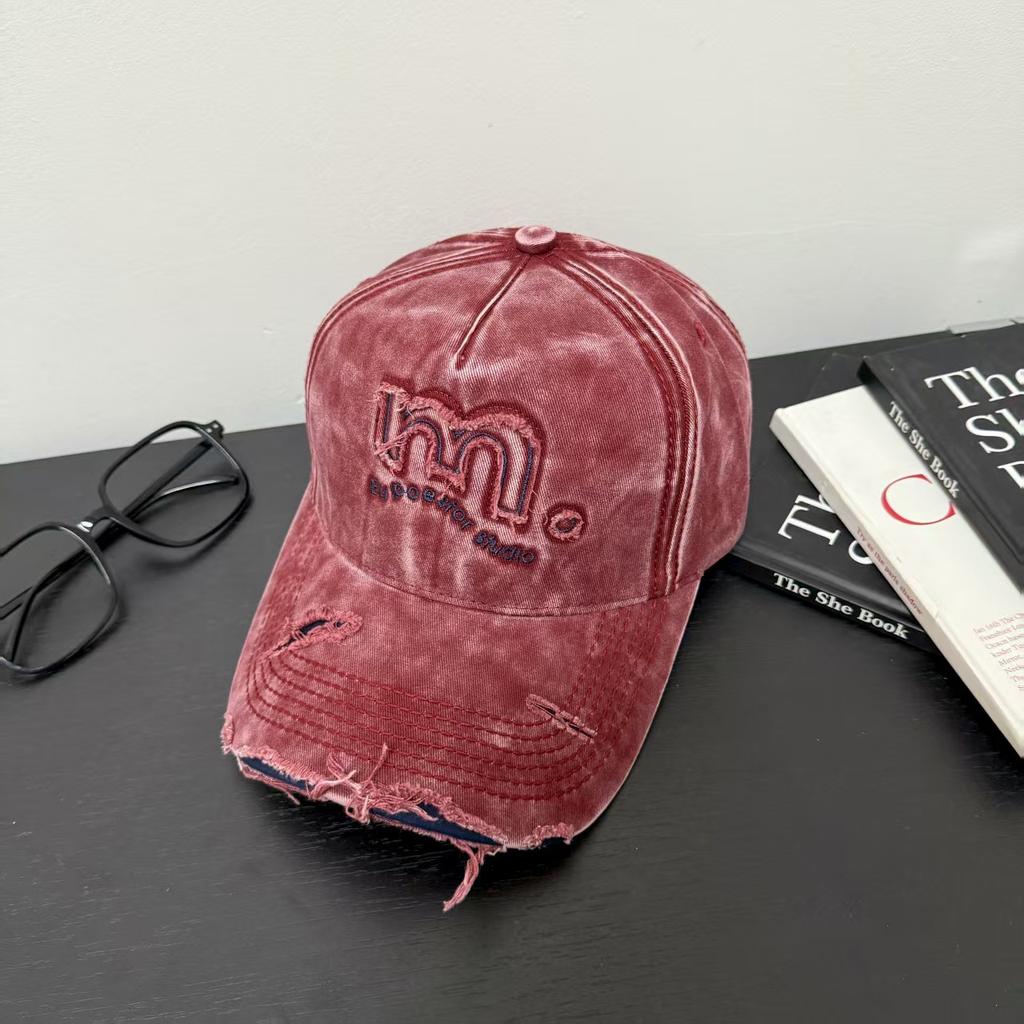 New Retro Style Letter Embroidery Claw Marks Rough Edge Old Ripped Baseball Cap Denim Sunshade Sun Protection Cap