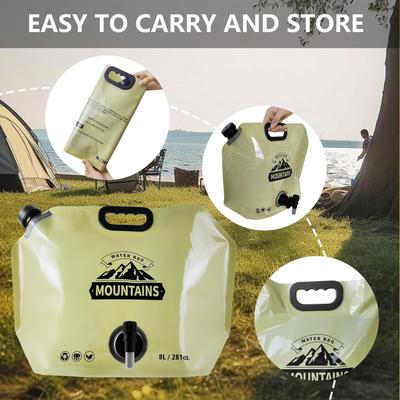 8L Large Capacity Water Bag Outdoor Portable Foldable Water Storage Bag With Adjustable Tap Outdoor Hydration System for Hiking