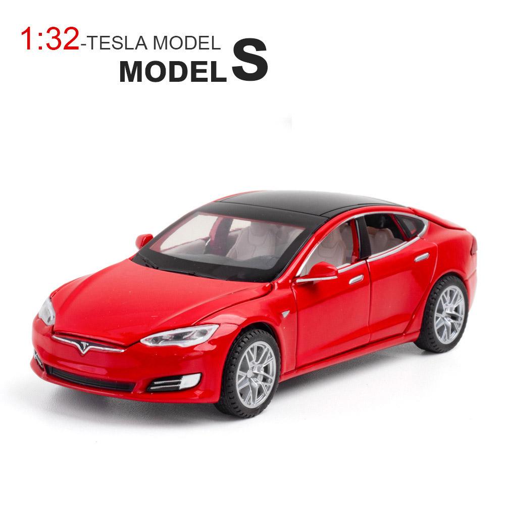 1:32 Tesla Model S, din aliaj, mașină, vehicule de jucărie din metal turnat sub presiune, model de mașină, cu simulare ridicată, colecție de sunet și lumină pentru copii