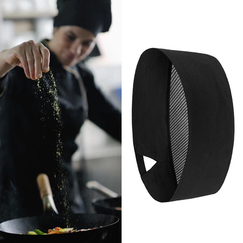 Chef Hat Adjustable Size Top Vent Breathable Cotton Polyester Fiber Black Chef Cap for Restaurant