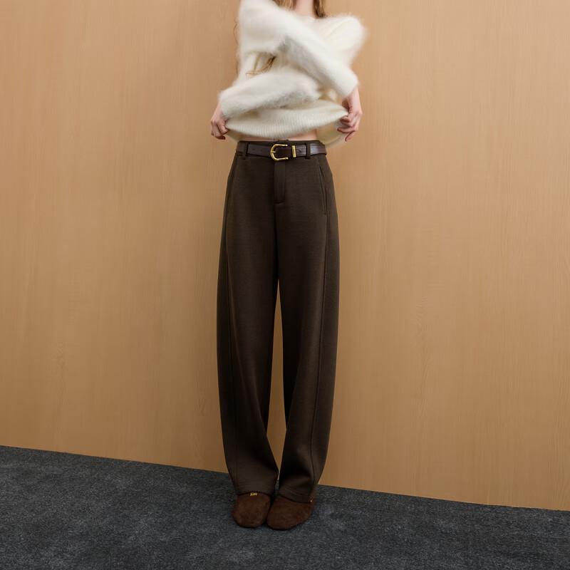 Sancai Women's Winter Fleece-Lined High-Waist Straight-Leg Pants