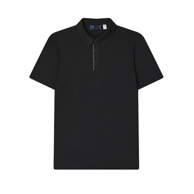 Blaue Serie Mode Vielseitig Einfarbig Einfach Kurzarm Poloshirt Herren Poloshirts Schwarz F11M522106F-BK