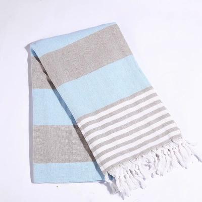 Striped Cotton Sports Bath Towel with Tassels, Travel To Gym, Camping, Sauna, Beach, Swimming Pool Blanket, Absorbent Beach Towel