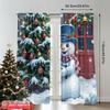 2pcs 2D flat printing Merry Christmas Popular Window Curtains Christmas Snowman Gifts Wreath Bells Polyester Fabric Without