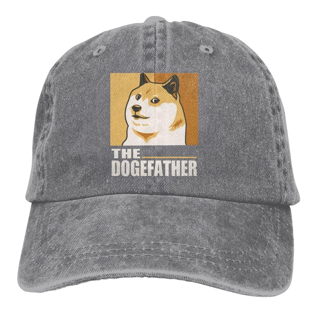 Dogecoin Baseballkappe Herren Elon Musk The DogeFather Lustige Kappen Farben Damen Sommer Snapback-Kappen